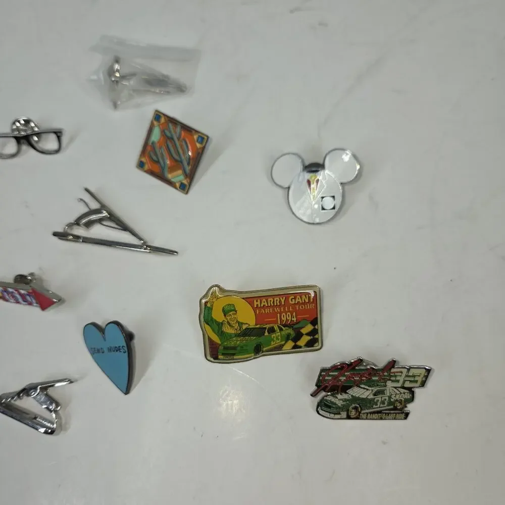 Vtg Tie Clips Tacs Pins Lot Mens Business Workwear Funny Nerd Fashion